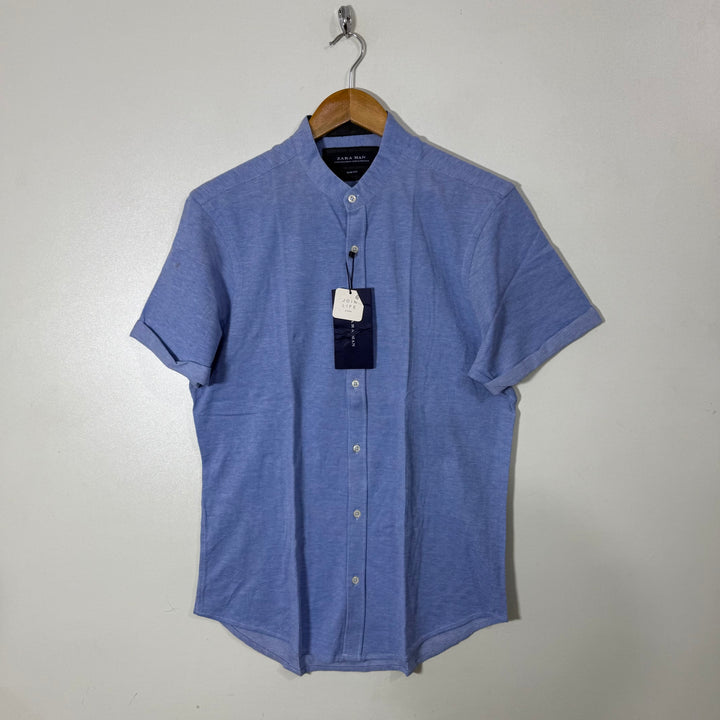 ZARA MAN SLIM FIT BEN COLLAR HALF SLEEVES TSHIRT FABRIC SHIRT BRAND NEW