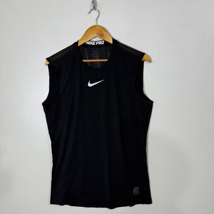 NIKE DRI FIT FITTED SPORT SLEEVES LESS BLACK COLOUR