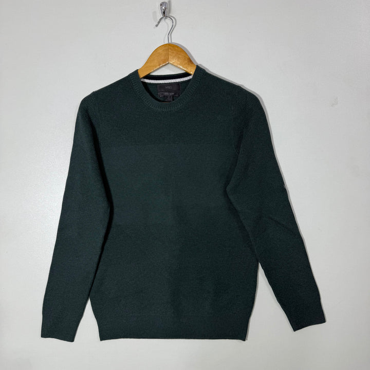 MARKS & SPENCER  KNITWEAR COTTON SWEATER GREEN COLOUR