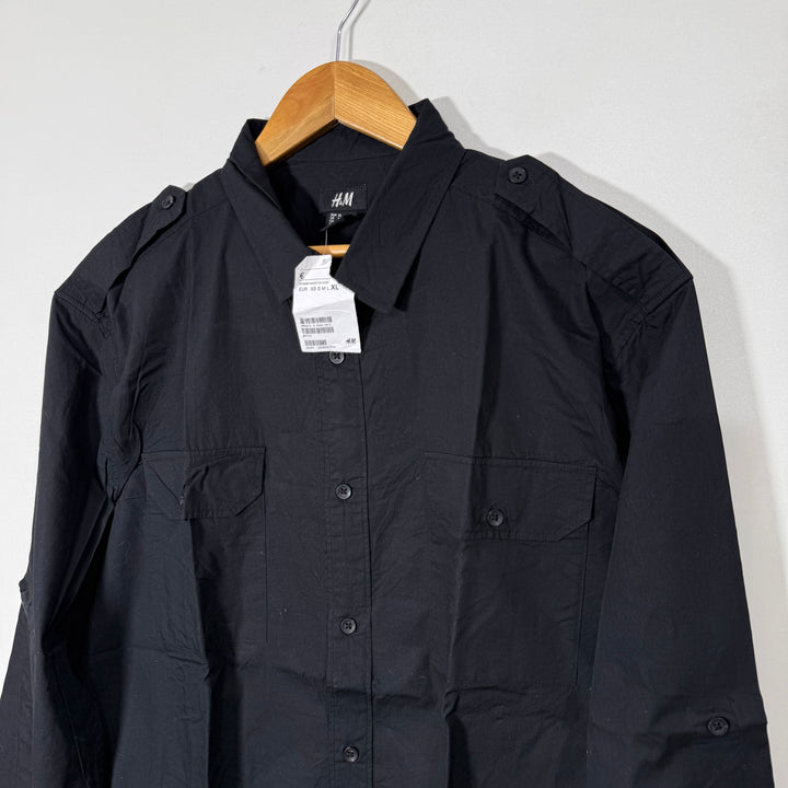 H&M DOUBLE POCKETS CASUAL COTTON SHIRT BRAND NEW BLACK COLOUR
