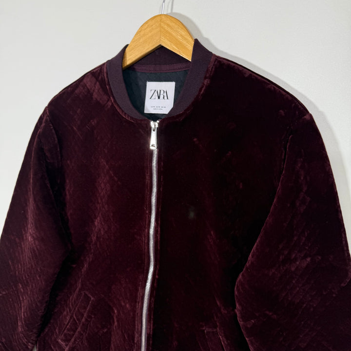 ZARA BEN COLLAR BOMBER WELVET JACKET