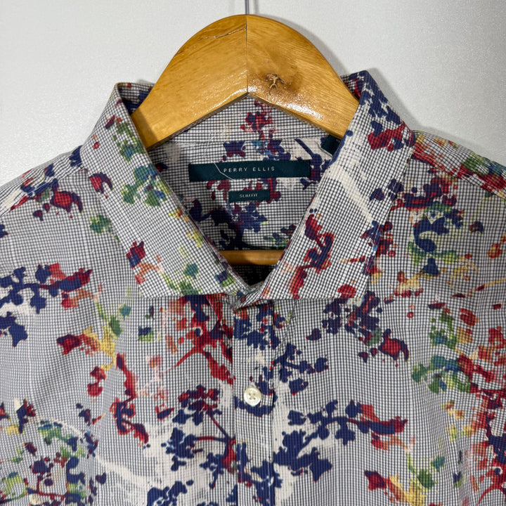 PERRY ELLIS PRINTED COTTON SHIRT