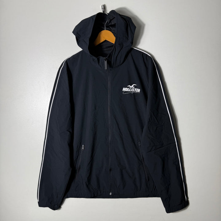 HOLLISTER WINDBREAKER PARACHUTE JACKET BLACK COLOUR
