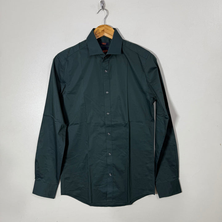 EGARA SKINNY FIT FORMAL SHIRT GREEN COLOUR WITH STRETCH