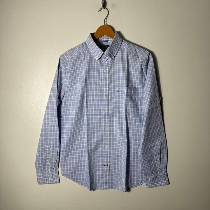 NAUTICA BUTTON DOWN CASUAL COTTON CHECKERED SHIRT