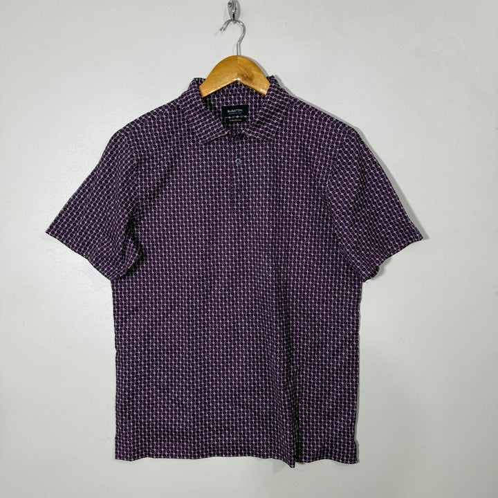 BUGATCHI 8 WAY STRETCH PRINTED COTTON POLO TSHIRT