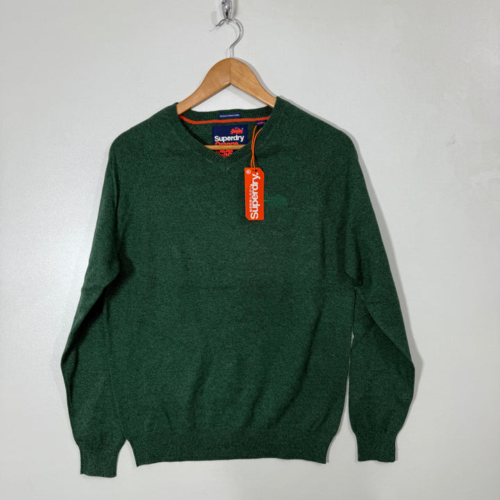 SUPERDRY V NECK COTTON SWEATER BRAND NEW GREEN COLOUR