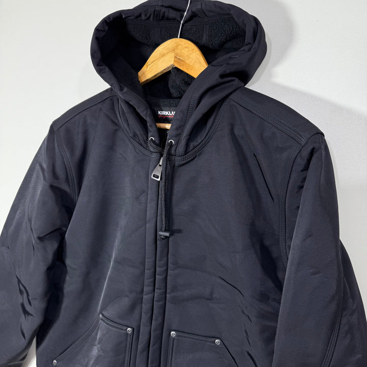 KIRKLAND SOFT SHELL WINDBREAKER JACKET INNER FLEECE WITH HOOD