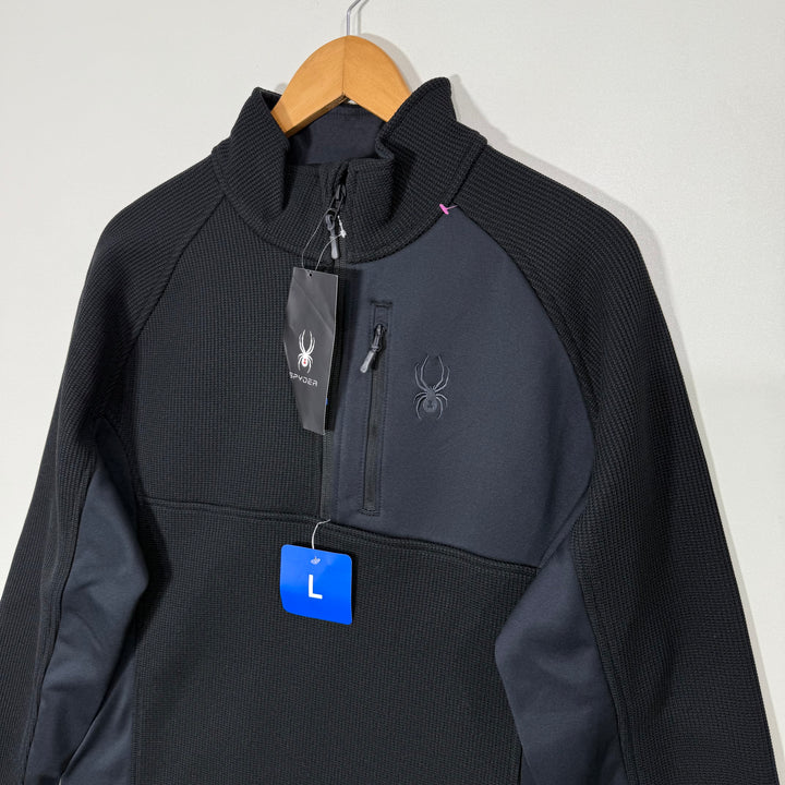 SPYDER KNITWEAR HALF ZIP FLEECE PULLOVER BRAND NEW BLACK COLOUR