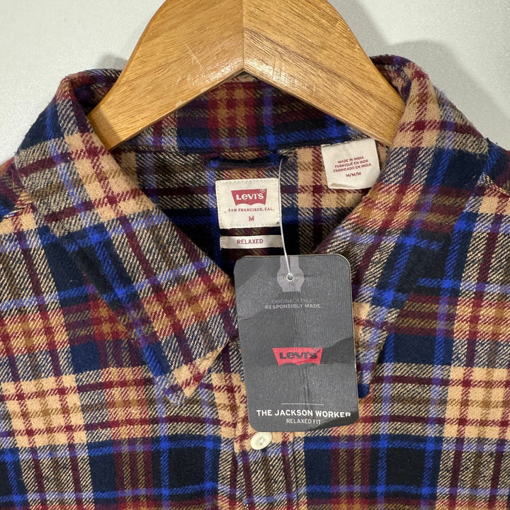 LEVIS RELAXED FIT CHECKERED SAFARI FLANNEL COTTON SHIRT BRAND NEW