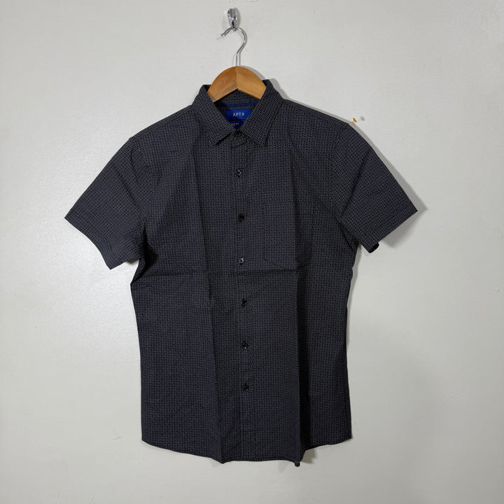 APT.9 PRINTED HALF SLEEVES COTTON SHIRT GREY COLOUR