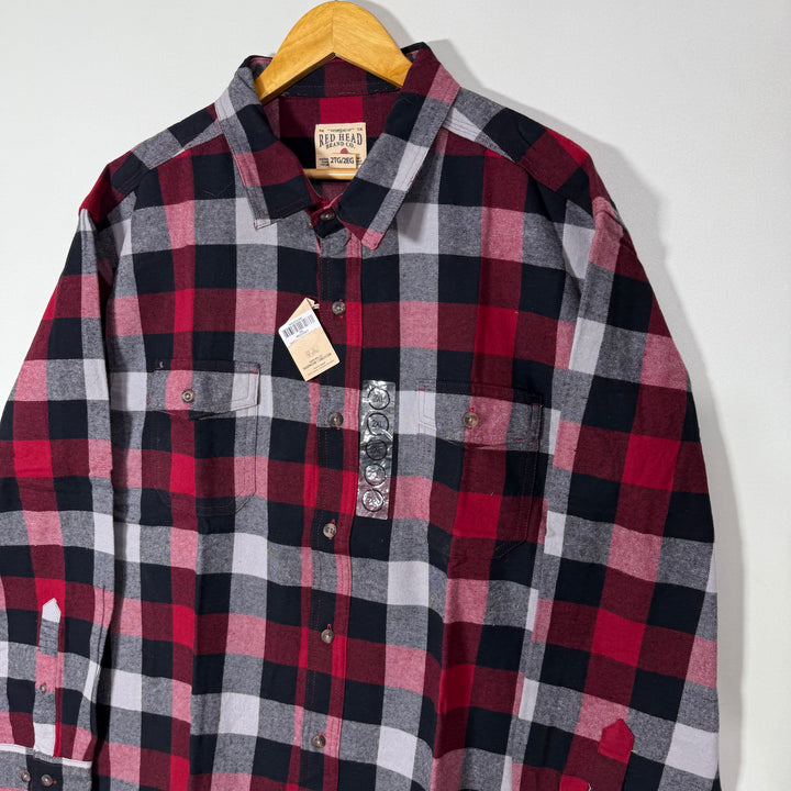 RED HEAD BRAND CO DOUBLE POCKETS BUTTON DOWN CASUAL FLANNEL COTTON SHIRT BRAND NEW