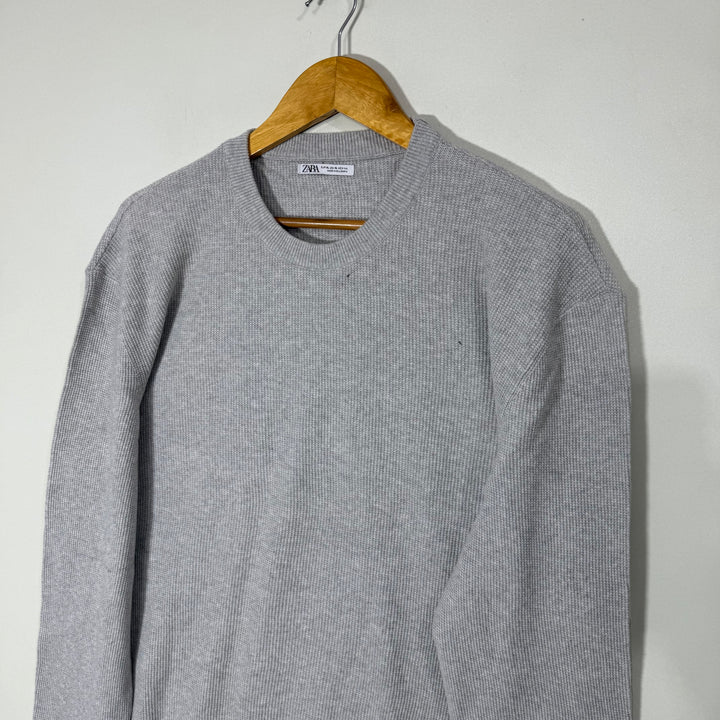 ZARA KNITWEAR COTTON SWEATER GREY COLOUR