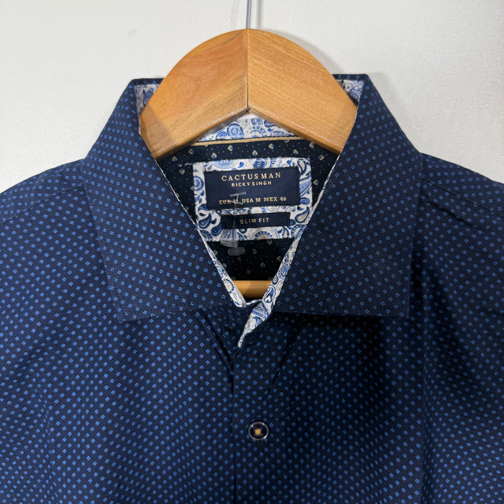 CACTUS MAN SLIM FIT PRINTED COTTON SHIRT BLUE COLOUR