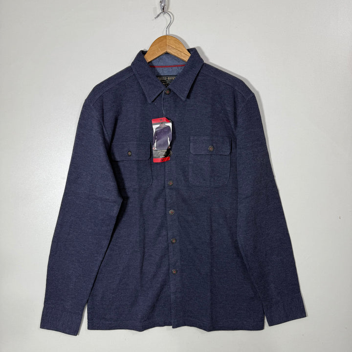 GRIZZLY MOUNTAIN MEN'S CHAMBRAY ACCENT DOUBLE BREASTED POCKETCORBIN BLUE BRAND NEW