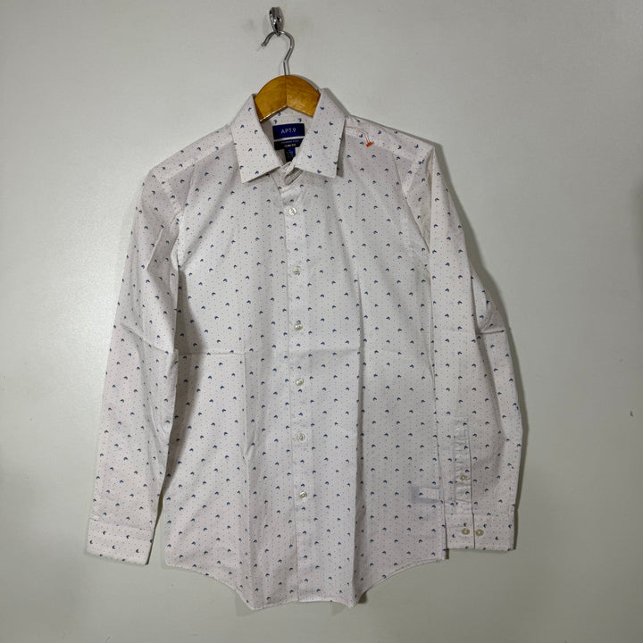 APT.9 SLIM FIT PRINTED COTTON SHIRT