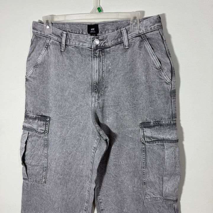 H&M BAGGY FIT DENIM CARGO PANT WITHOUT STRETCH