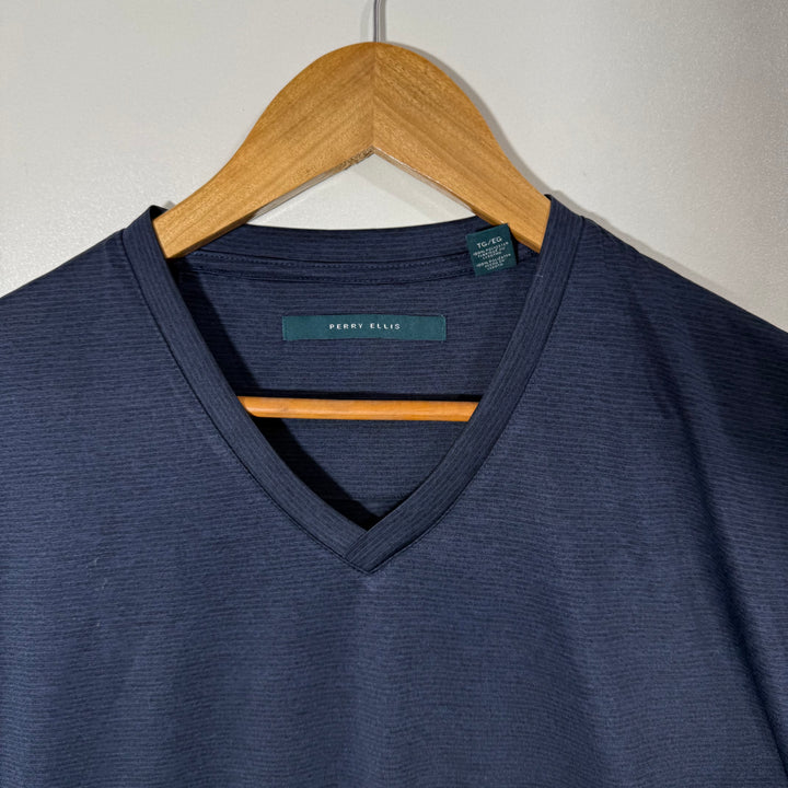 PERRY ELLIS V NECK SPORT TSHIRT BLUE COLOUR