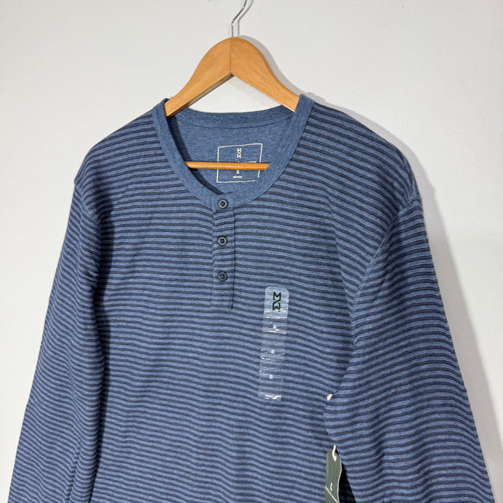 MUTUAL WEAVE HENLEY COLLAR LONG SLEEVES COTTON TSHIRT BRAND NEW