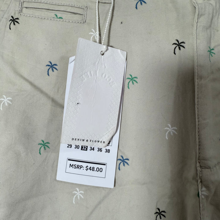 DENIM & FLOWER PRINTED COTTON SHORT BRAND NEW