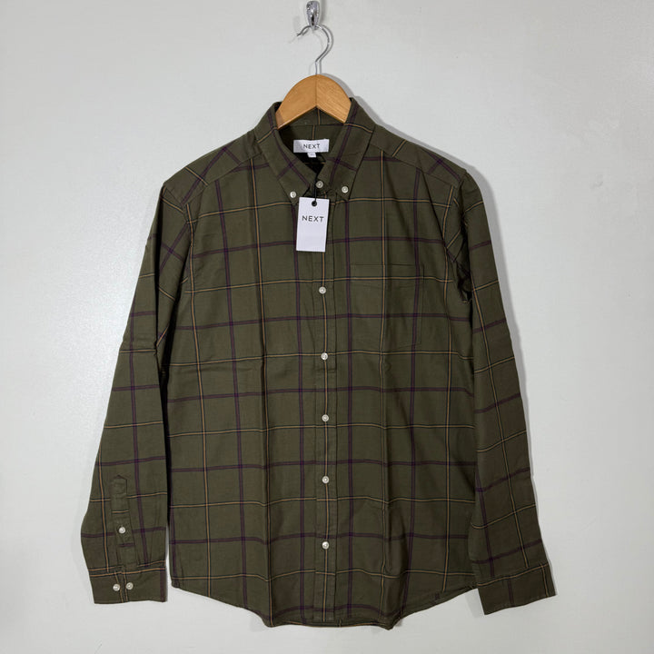 NEXT BUTTON DOWN CHECKERED CASUAL FLANNEL COTTON SHIRT BRAND NEW