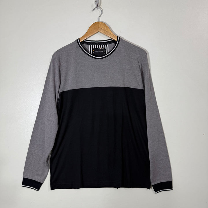 DENIM & FLOWER LONG SLEEVES COTTON TSHIRT