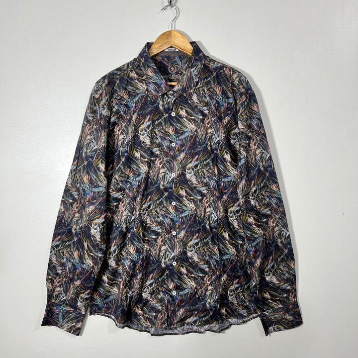 BUGGATCHI PRINTED CASUAL COTTON SHIRT