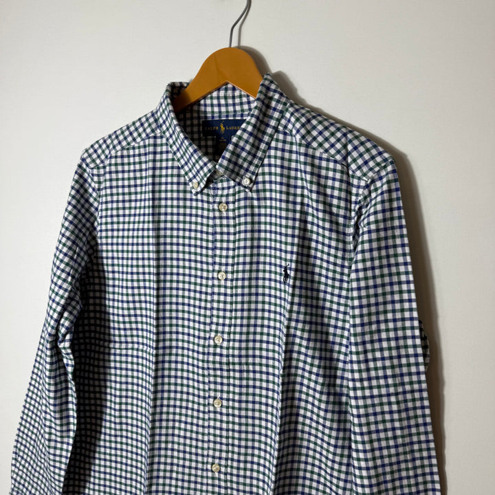 RALPH LAUREN POLO BUTTON DOWN OXFORD COTTON CHECKERED SHIRT