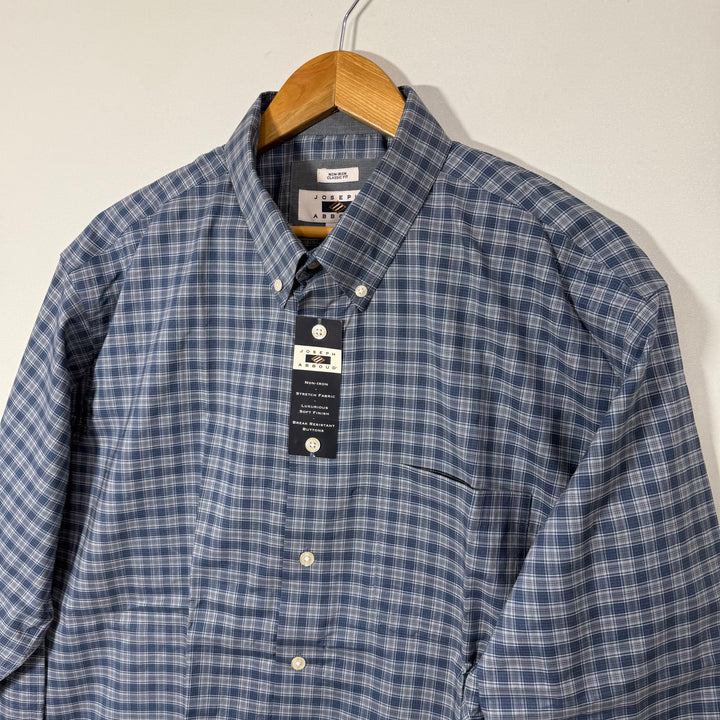 JOSEPH ABBOUD CLASSIC FIT NON IRON BUTTON DOWN COTTON CHECKERED SHIRT BRAND NEW