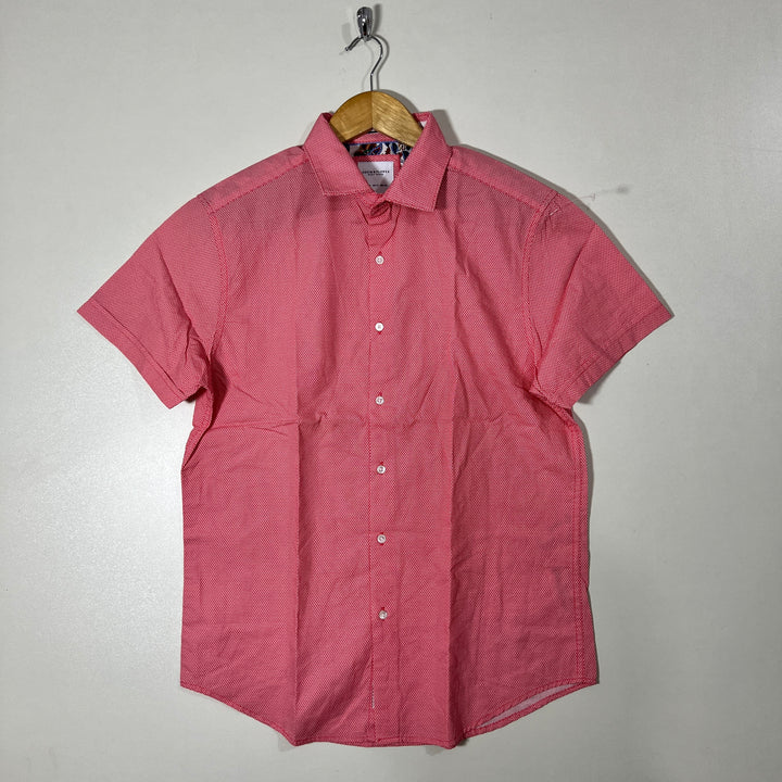 DENIM & FLOWER HALF SLEEVES SHIRT