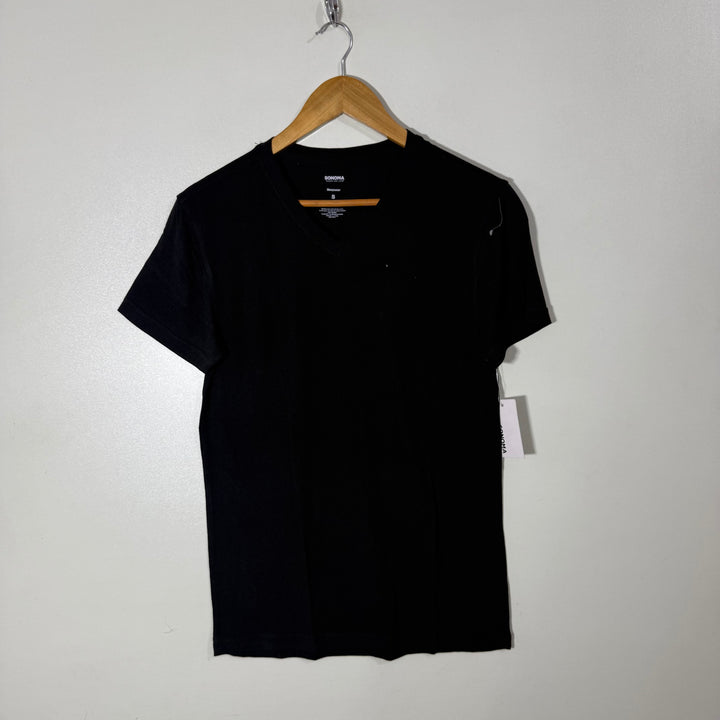SONOMA SOFT TOUCH V NECK COTTON TSHIRT BLACK COLOUR