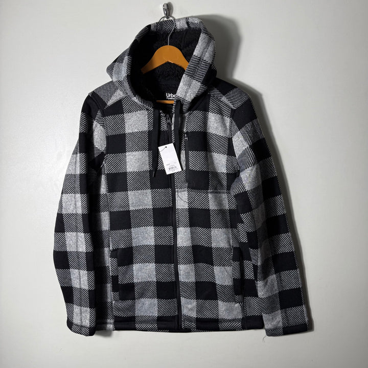 URBAN PIPELINE CHECKERED JACKET  INNER SHERPA LINNED BRAND NEW WITH HOOD