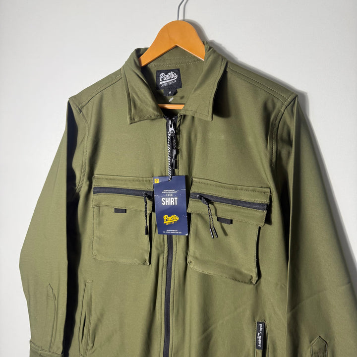 PUBLIC FLEX TECH RELAXED FIT ALL DAY COMFORT DOUBLE POCKETS JACKET GREEN COLOUR