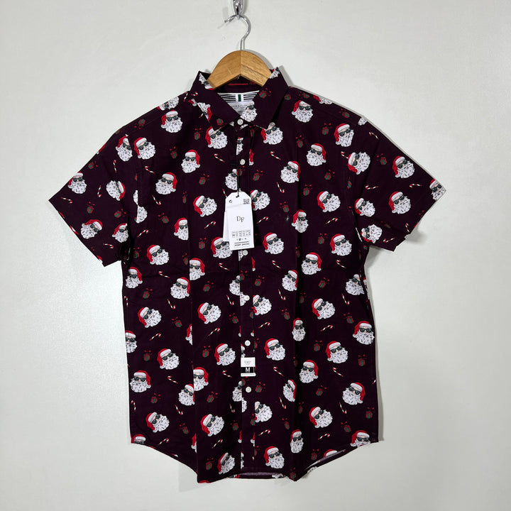 DENIM & FLOWER HALF SLEEVES COTTON SHIRT