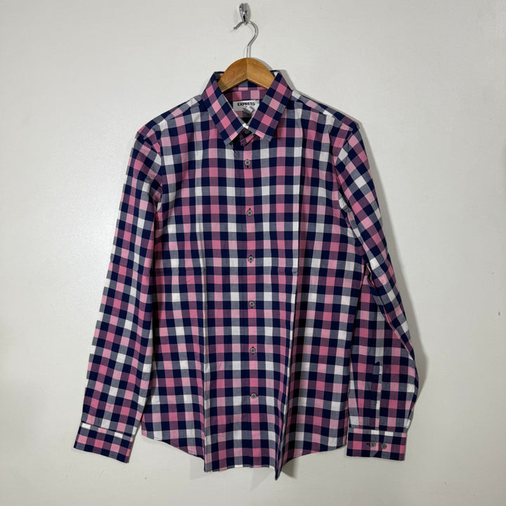 EXPRESS EXTRA SLIM FIT COTTON CHECKERED SHIRT