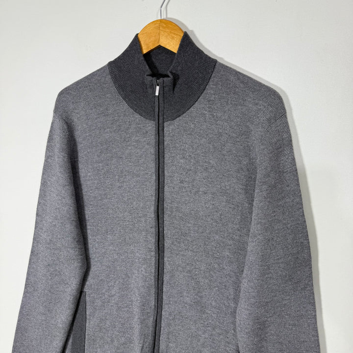 CELIO FULL ZIP COTTON SWEATER GREY COLOUR