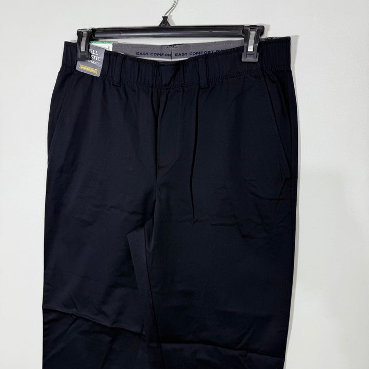 HAGGAR FULL ELASTIC WAISTBAND CLASSIC FIT CASUAL COTTON PANT BRAND NEW WITH STRETCH BLACK COLOUR