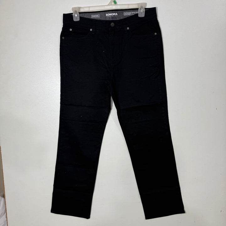 SONOMA STRAIGHT FIT STRETCH WAISTBAND COTTON JEANS WITH STRETCH BLACK COLOUR