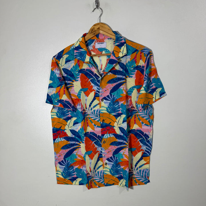 OLD NAVY CUBAN COLLAR HALF SLEEVES COTTON SHIRT