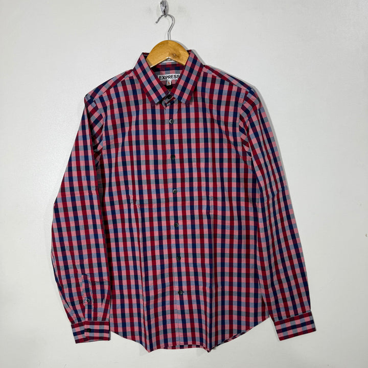 EXPRESS EXTRA SLIM FIT COTTON CHECKERED SHIRT