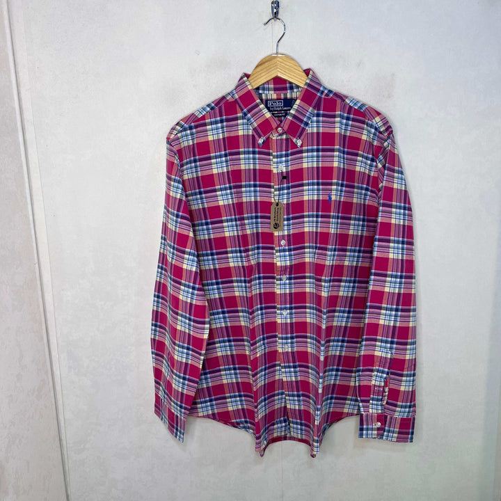 RALPH LAUREN POLO CUSTOM FIT BUTTON DOWN LONG SLEEVES CHECKERED CASUAL OXFORD COTTON SHIRT - JS BROTHERS 