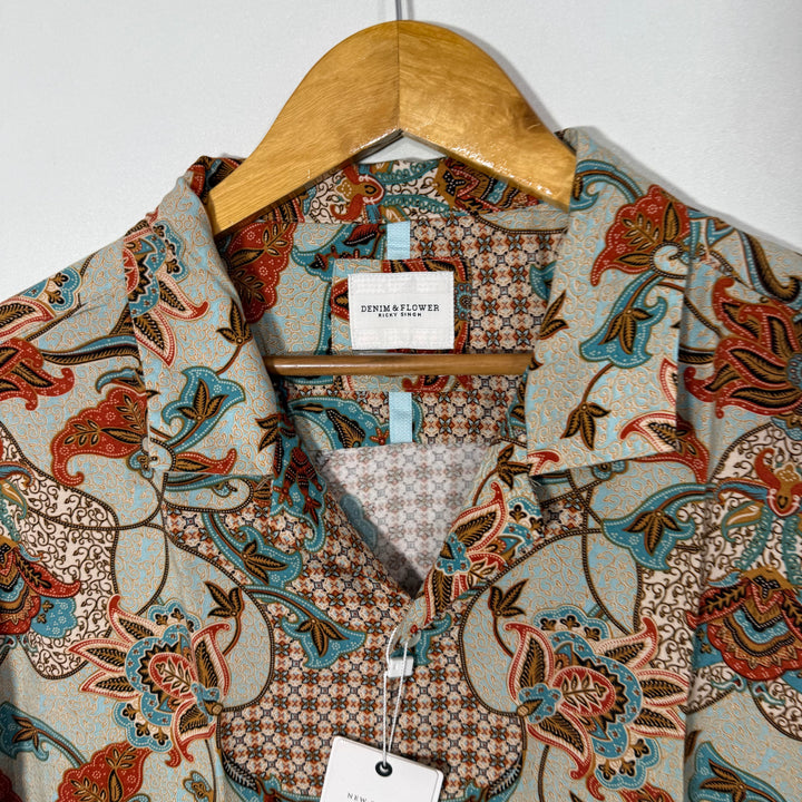 DENIM & FLOWER CUBAN COLLAR HALF SLEEVES HAWAI SHIRT BRAND NEW