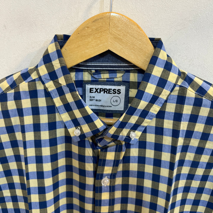 EXPRESS SLIM FIT BUTTON DOWN CASUAL COTTON SHIRT