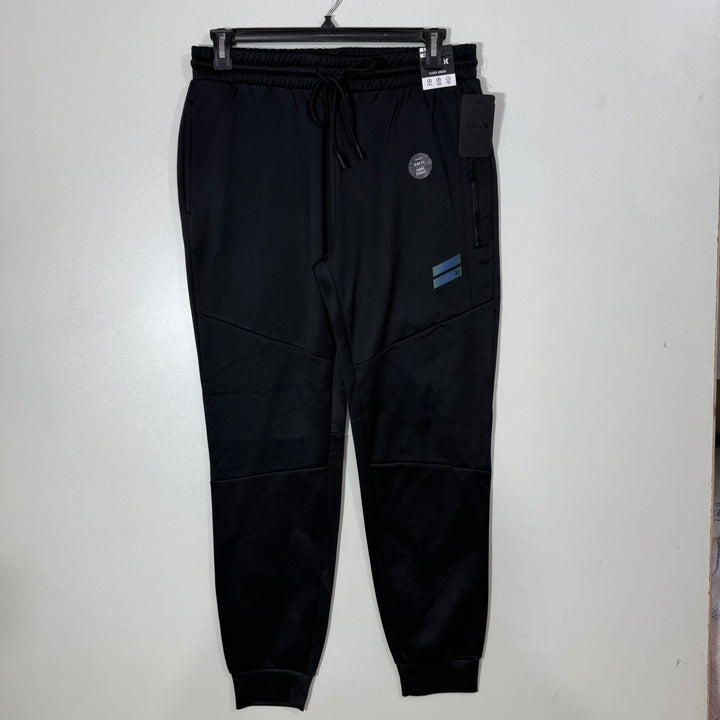 HURLEY SLIM FIT ULTRA SOFT MOISTURE WICKING REFLECTIVE LOGO SPORT TROUSER INNER FLEECE BRAND NEW WITH SIDE ZIP POCKET BLACK COLOUR