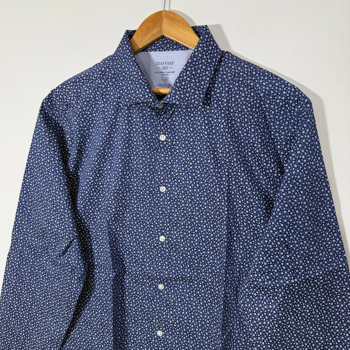 STAFFORD 365 ALL TEMP COMFORT PRINTED COTTON SHIRT