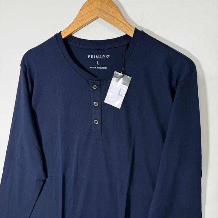 PRIMARK HENLEY COLLAR LONG SLEEVES COTTON TSHIRT BRAND NEW