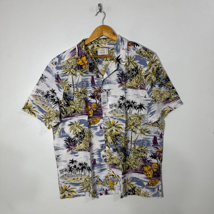 GEORGE CUBAN COLLAR HALF SLEEVES COTTON SHIRT BRAND NEW