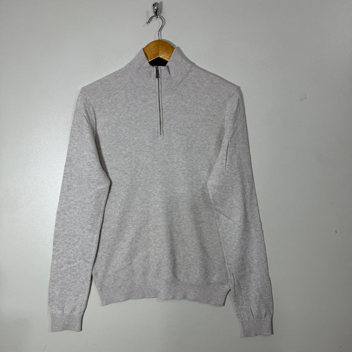 BRICE HALF ZIP COTTON SWEATER GREY COLOUR