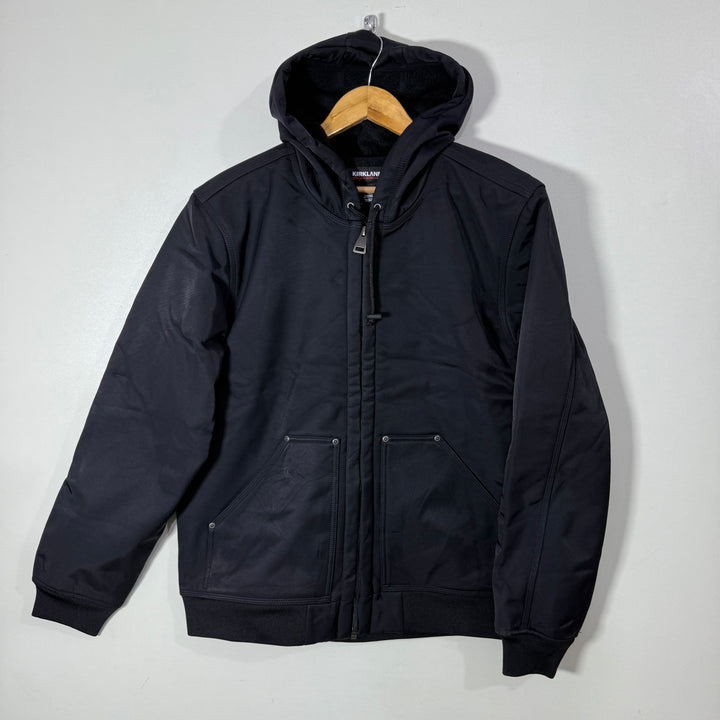 KIRKLAND SOFT SHELL WINDBREAKER JACKET INNER FLEECE WITH HOOD