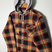 WRANGLER DOUBLE POCKETS FLANNEL CHECKERED INNER QUILTED PUFFER SHIRT STYLE JACKET BRAND NEW WITH HOOD